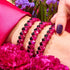 Quartz magenta et agate noire | Or rose | Bracelet double géométrie